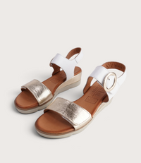 Diana White/ Gold Leather Sandals