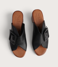 San Angel Black Leather Heels