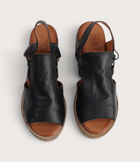 Los Patios Black Leather Wedges