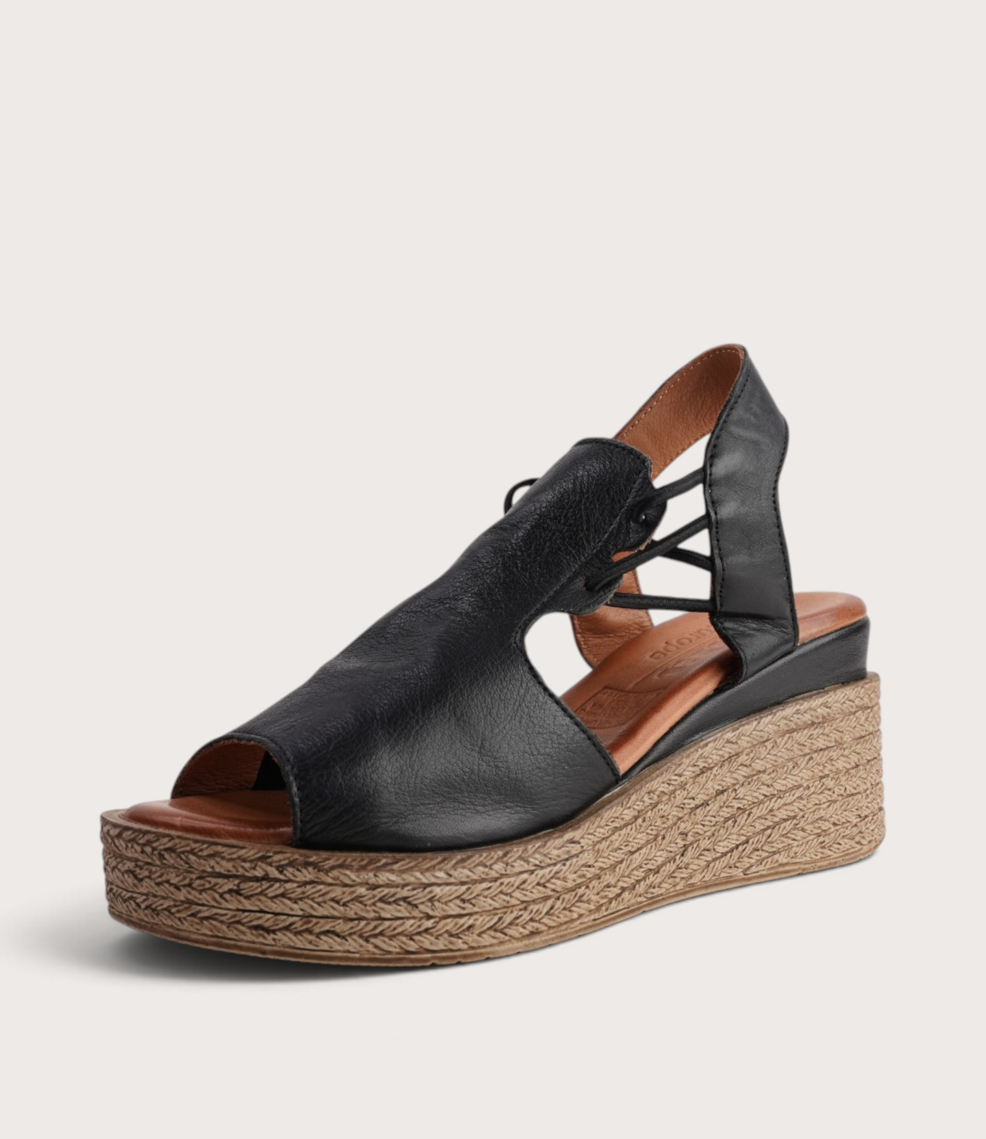 Los Patios Black Leather Wedges