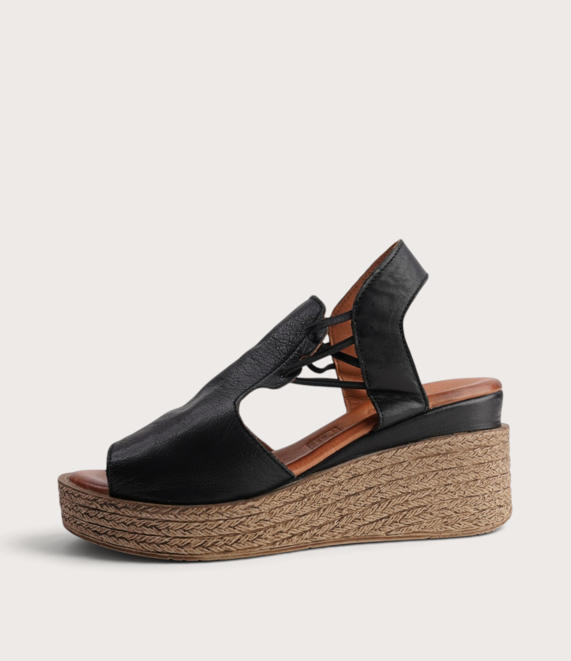 Los Patios Black Leather Wedges