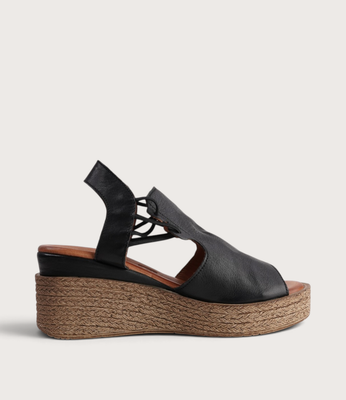 Los Patios Black Leather Wedges
