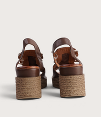 Los Patios Praline Leather Wedges