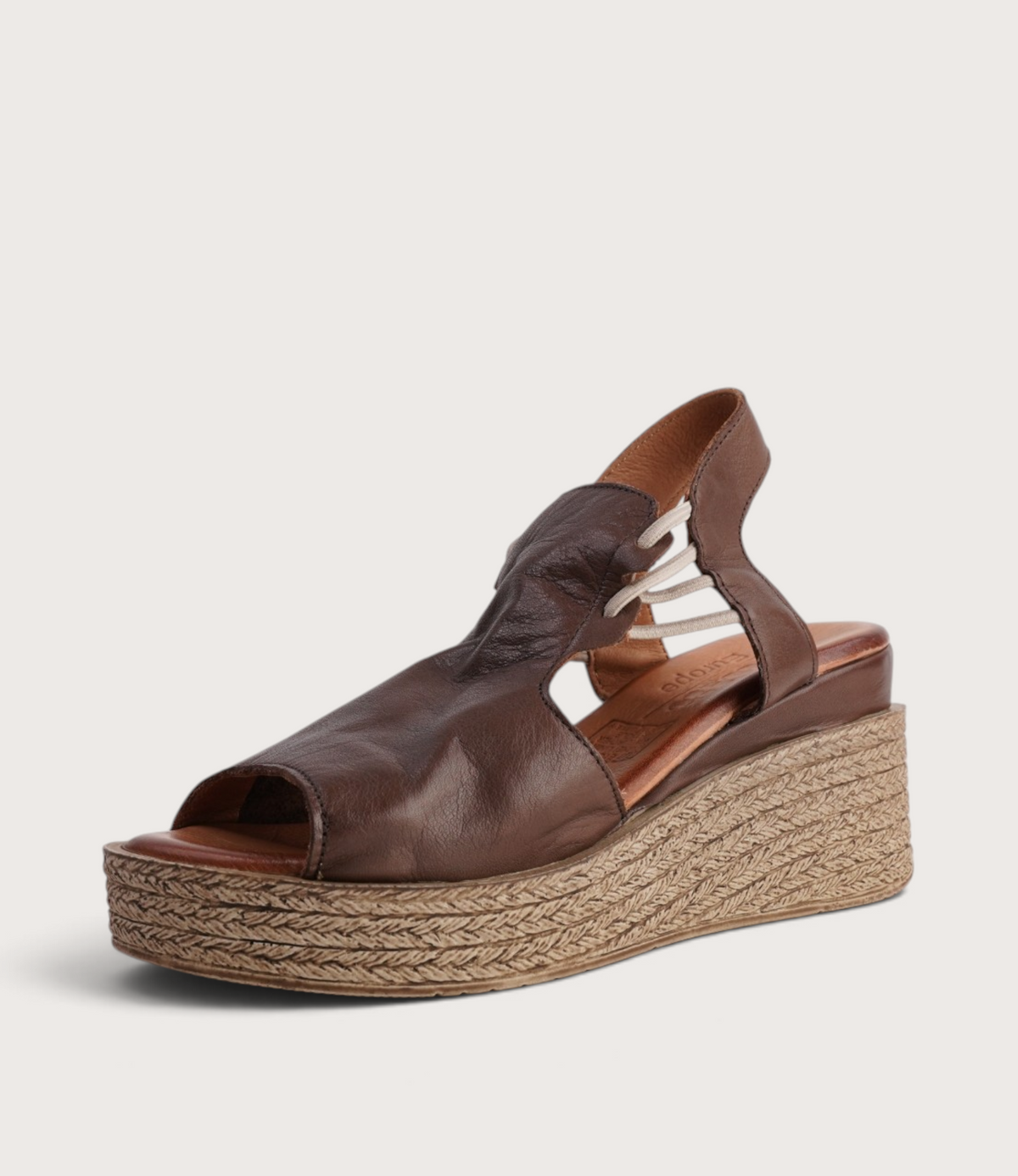 Los Patios Praline Leather Wedges