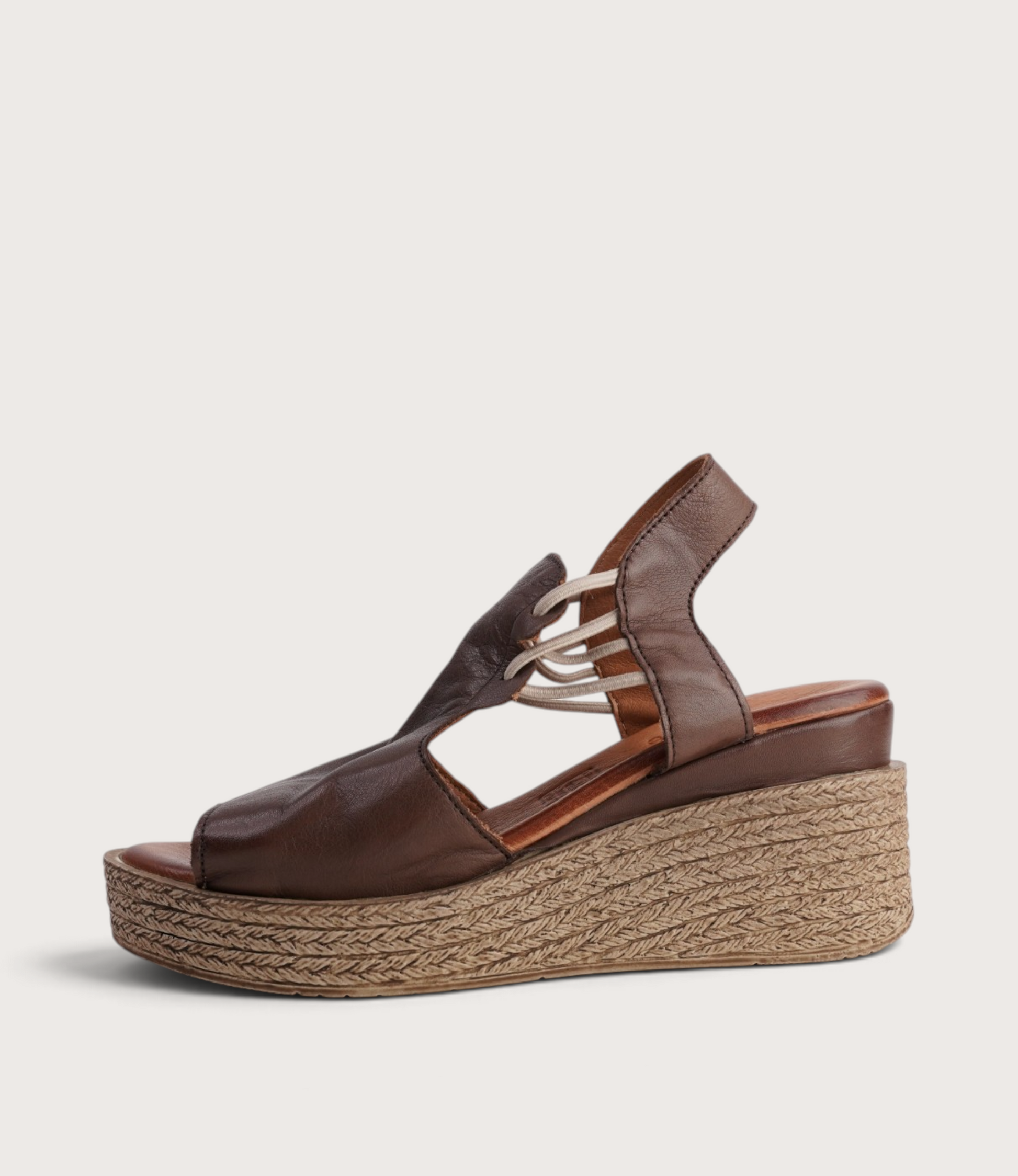 Los Patios Praline Leather Wedges
