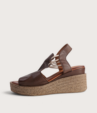 Los Patios Praline Leather Wedges