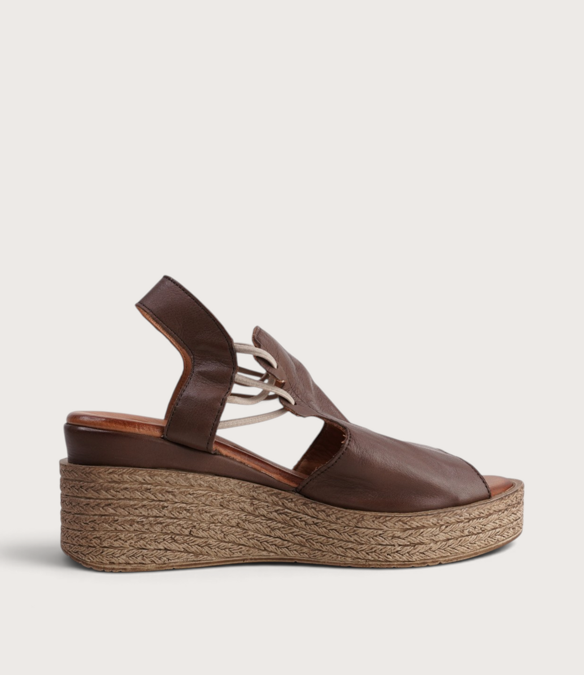 Los Patios Praline Leather Wedges