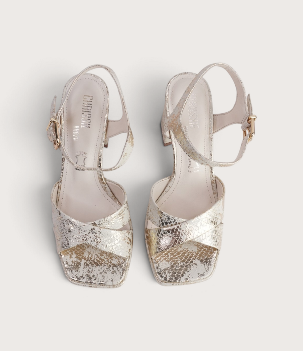 Runaway Bone Gold Python Heels