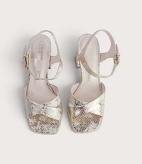Runaway Bone Gold Python Heels