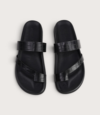 Haulen Black Croc Leather Sandals