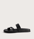 Haulen Black Croc Leather Sandals