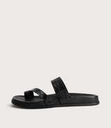 Haulen Black Croc Leather Sandals