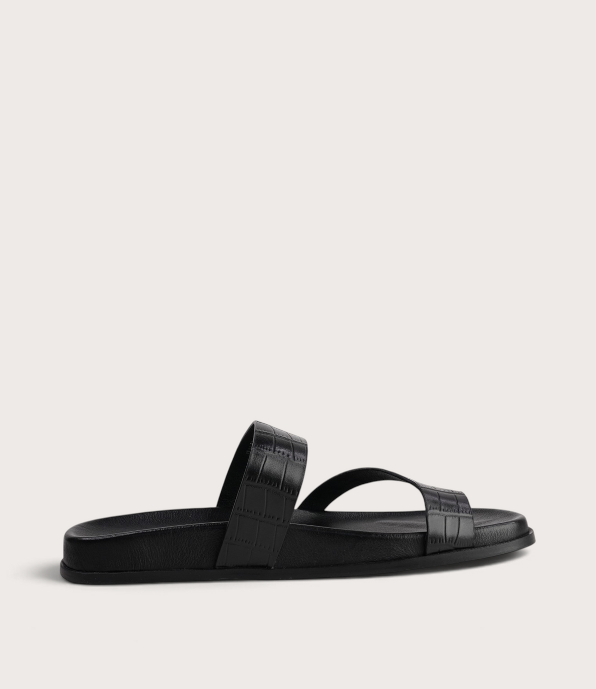Haulen Black Croc Leather Sandals