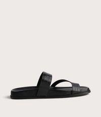 Haulen Black Croc Leather Sandals