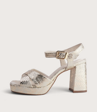Runaway Bone Gold Python Heels