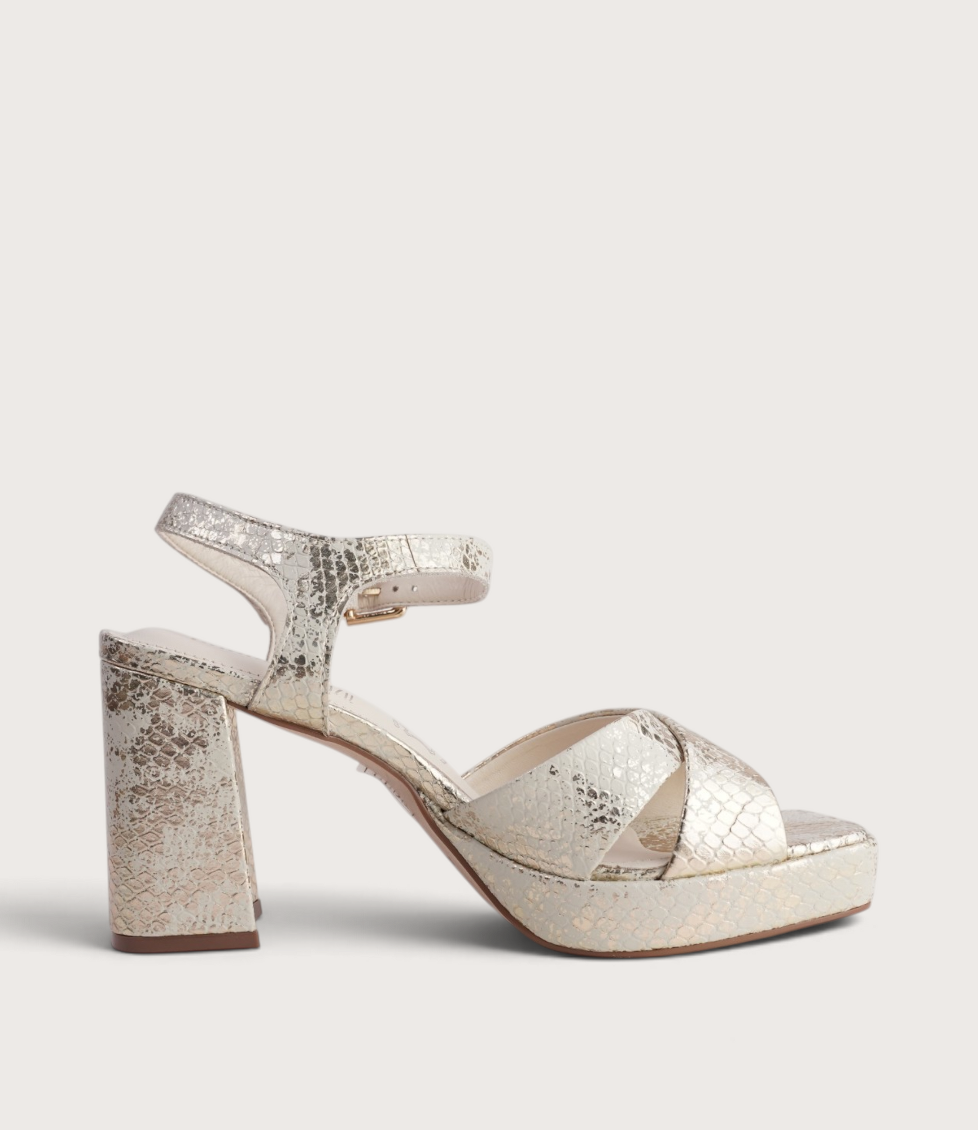 Runaway Bone Gold Python Heels