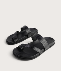 Haulen Black Croc Leather Sandals