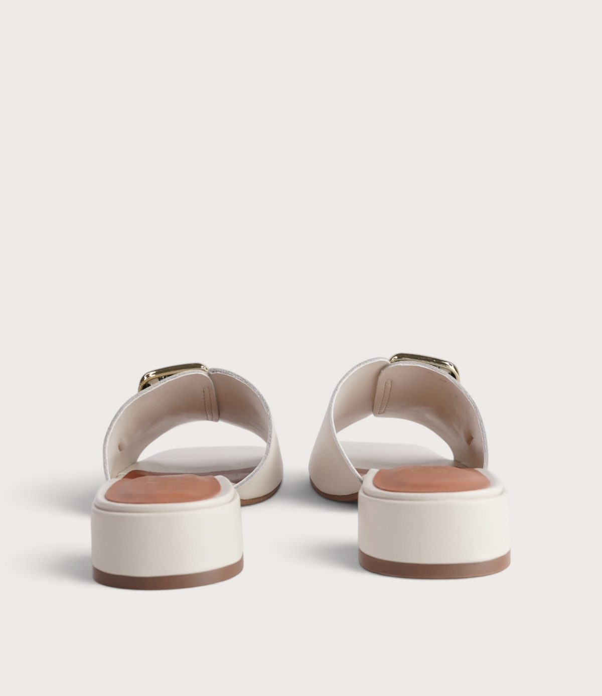 Ayla Off White Leather Slides