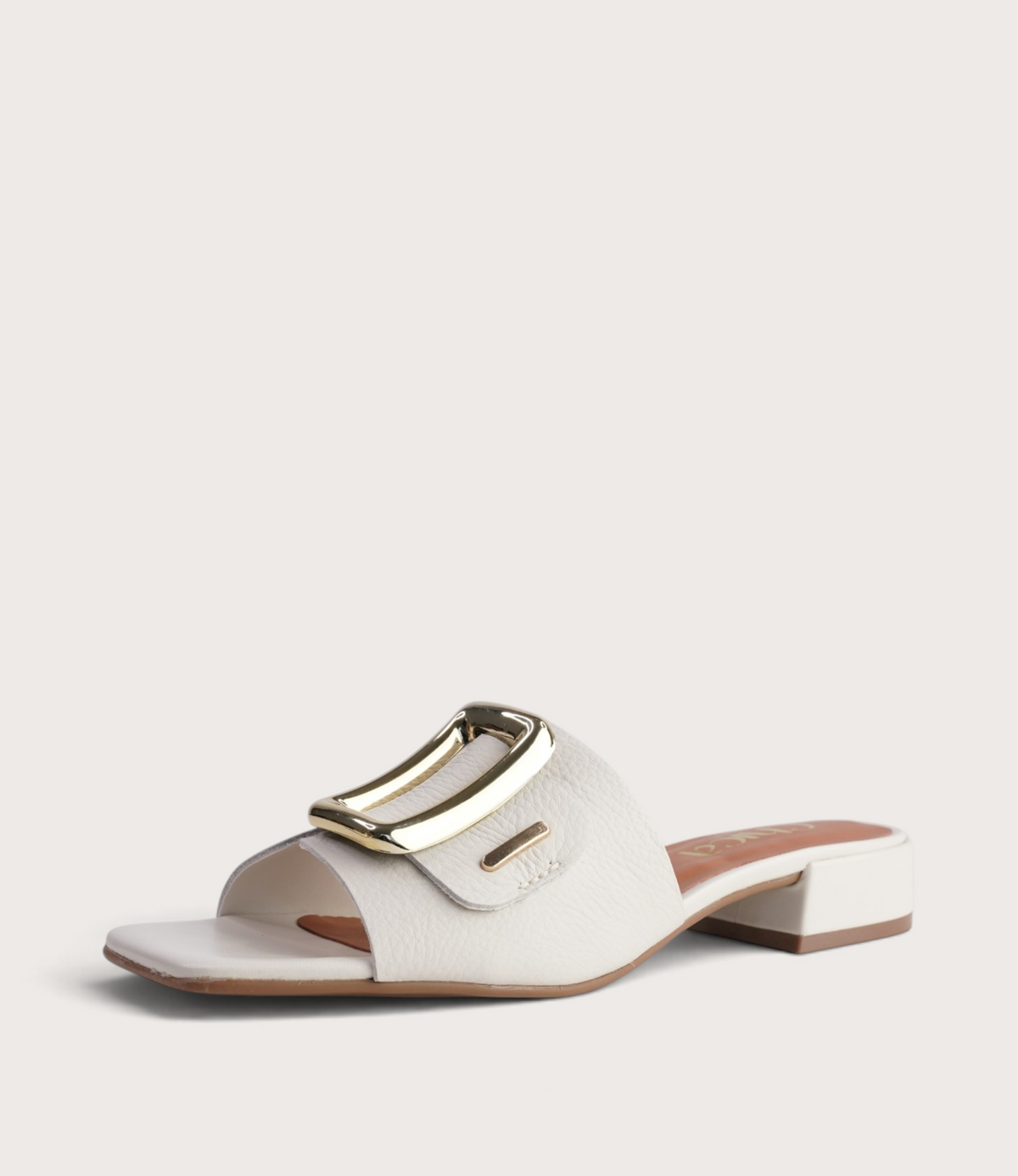 Ayla Off White Leather Slides