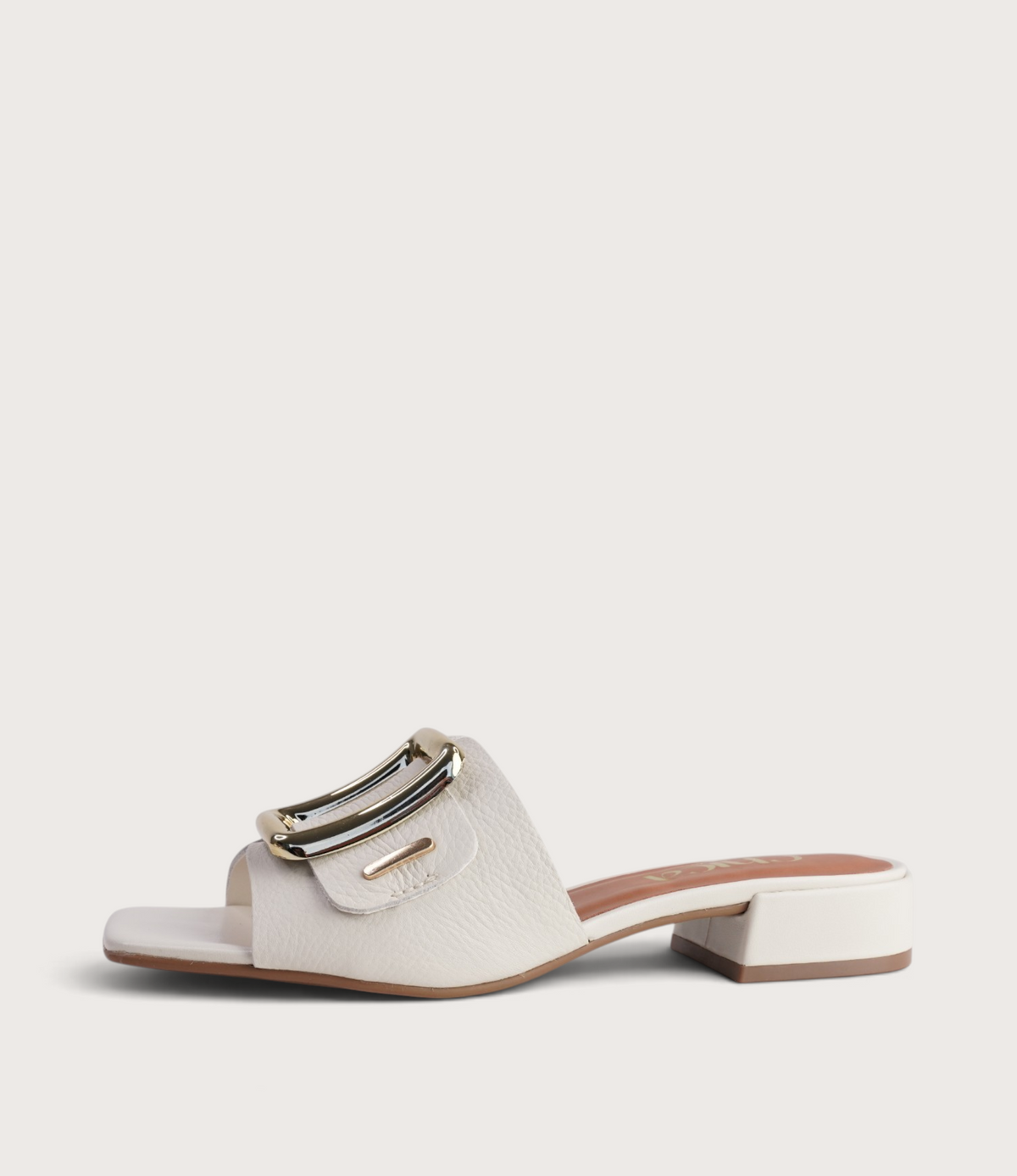 Ayla Off White Leather Slides