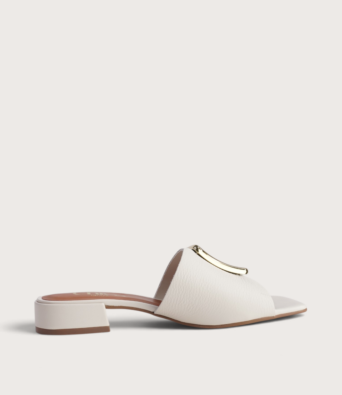 Ayla Off White Leather Slides