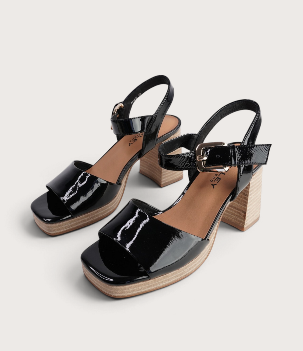 Alvie Black Patent Leather Heels