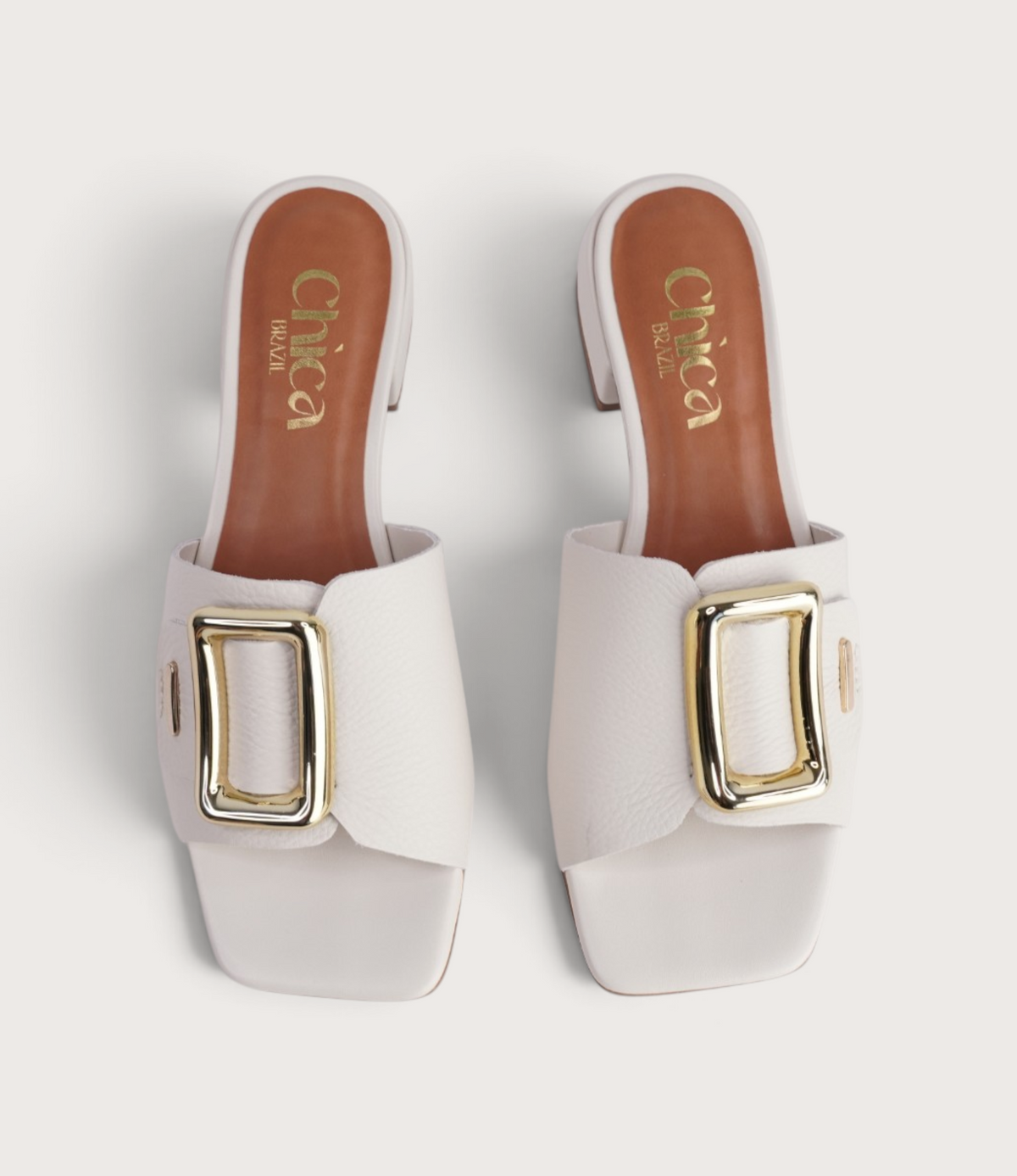 Ayla Off White Leather Slides
