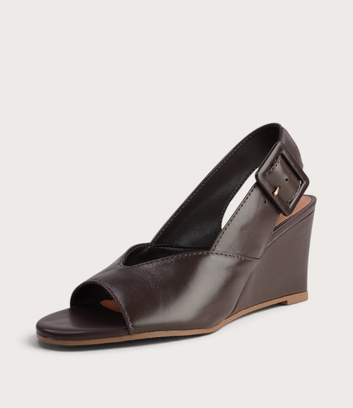 Estela Chocolate Leather Wedges