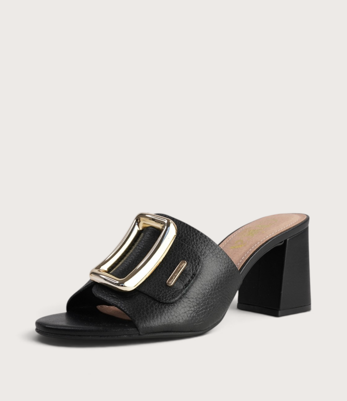 Jurema Black Leather Heels