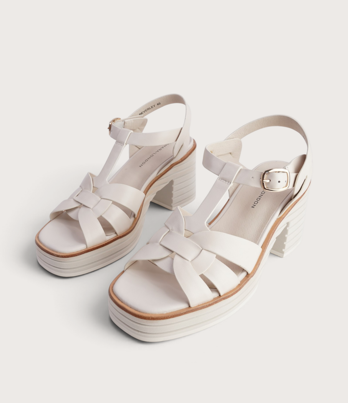 Beverley Bone/ Bone Leather Heels - TAMARA LONDON | Shouz
