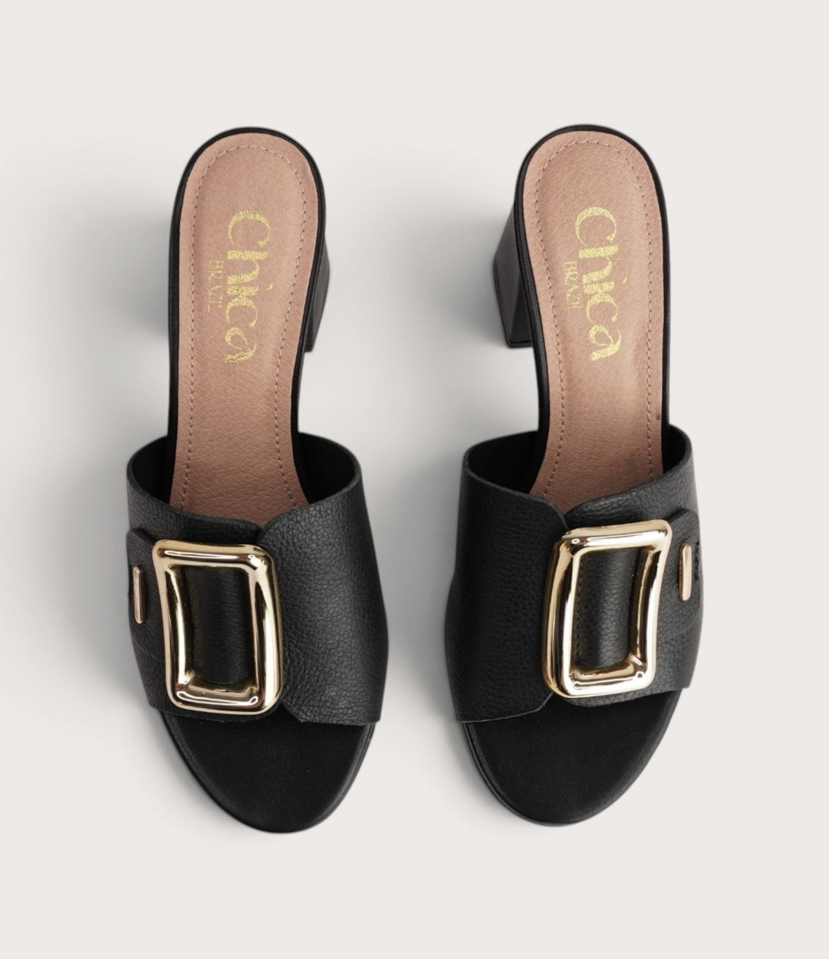 Jurema Black Leather Heels