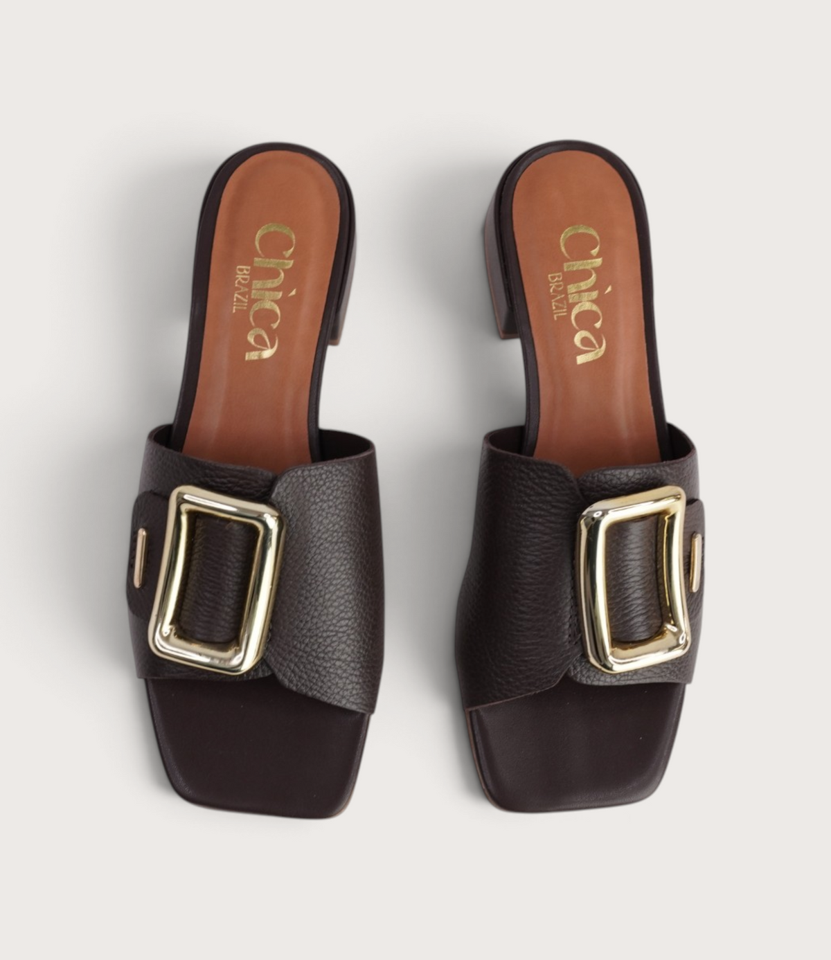 Ayla Chocolate Leather Slides