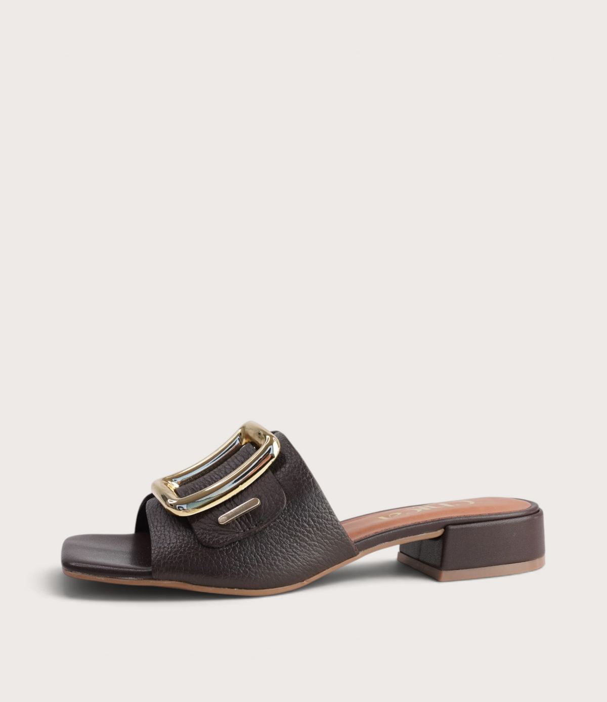 Ayla Chocolate Leather Slides