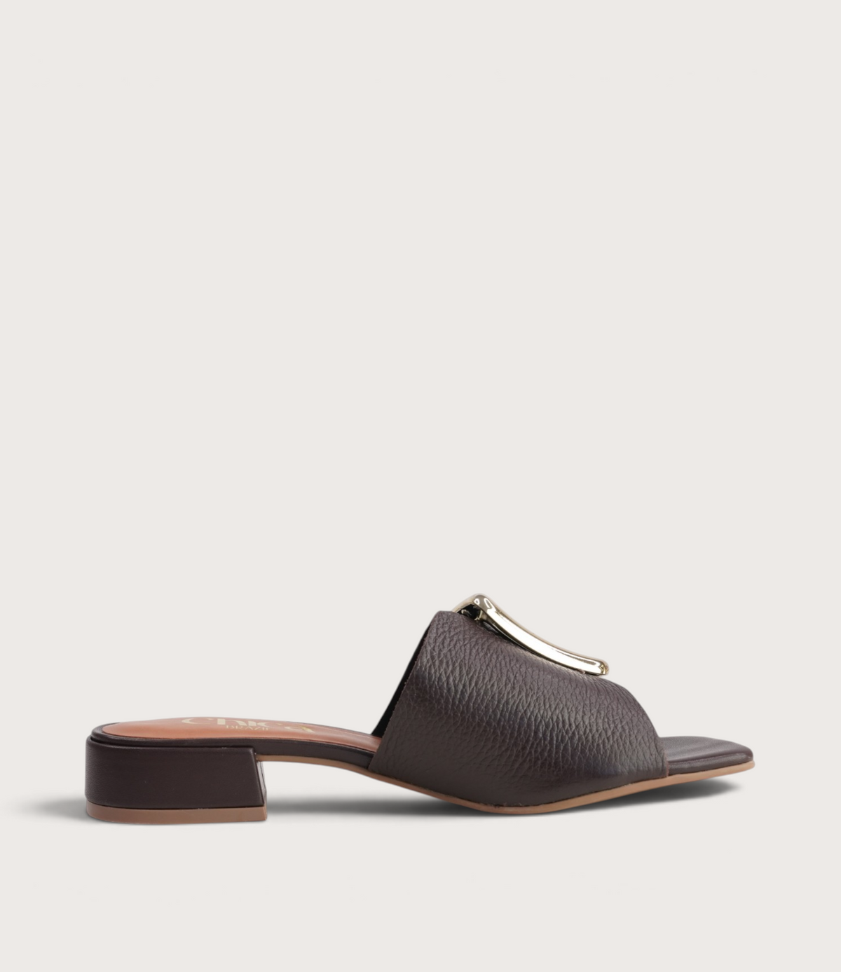 Ayla Chocolate Leather Slides