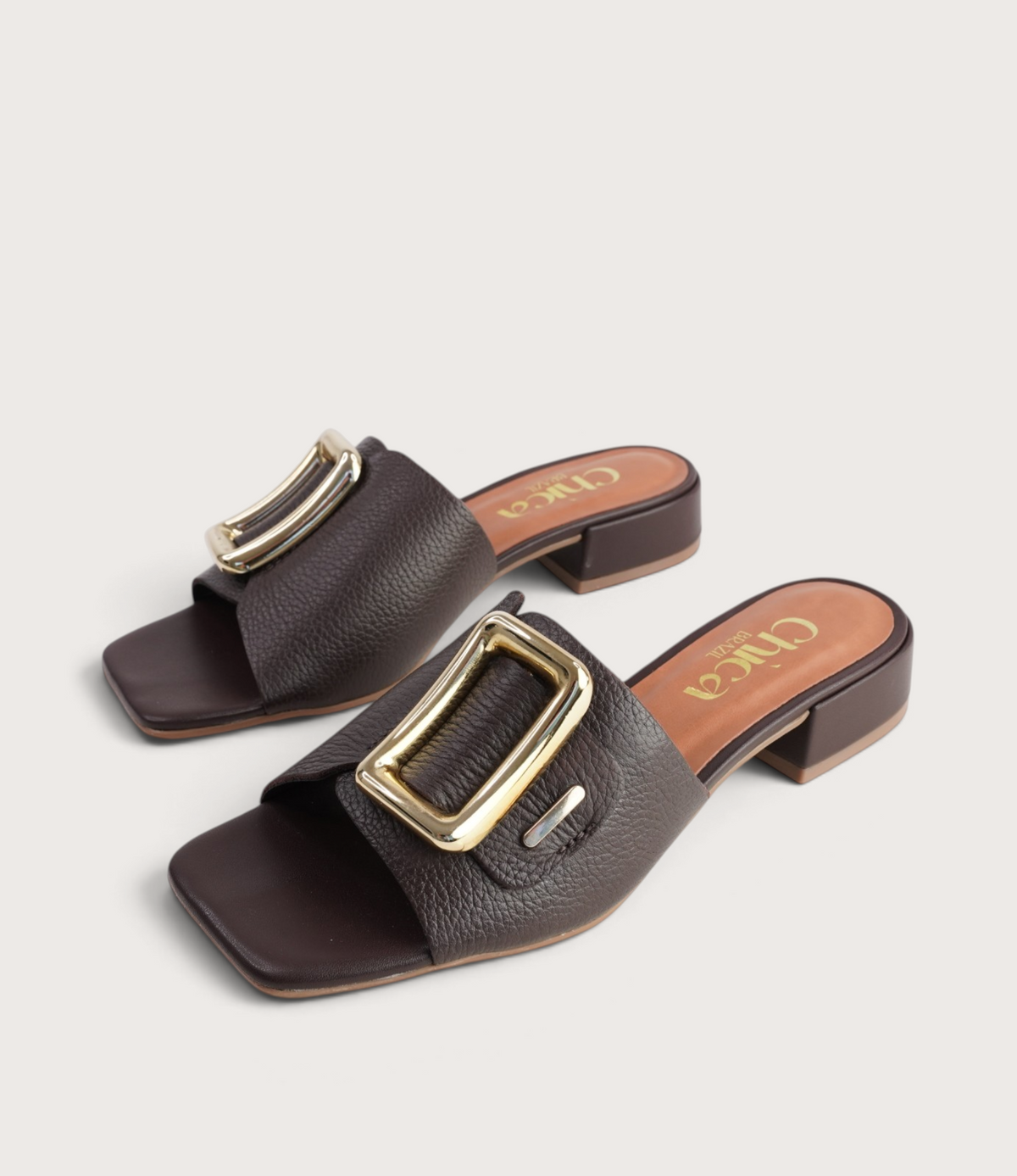 Ayla Chocolate Leather Slides