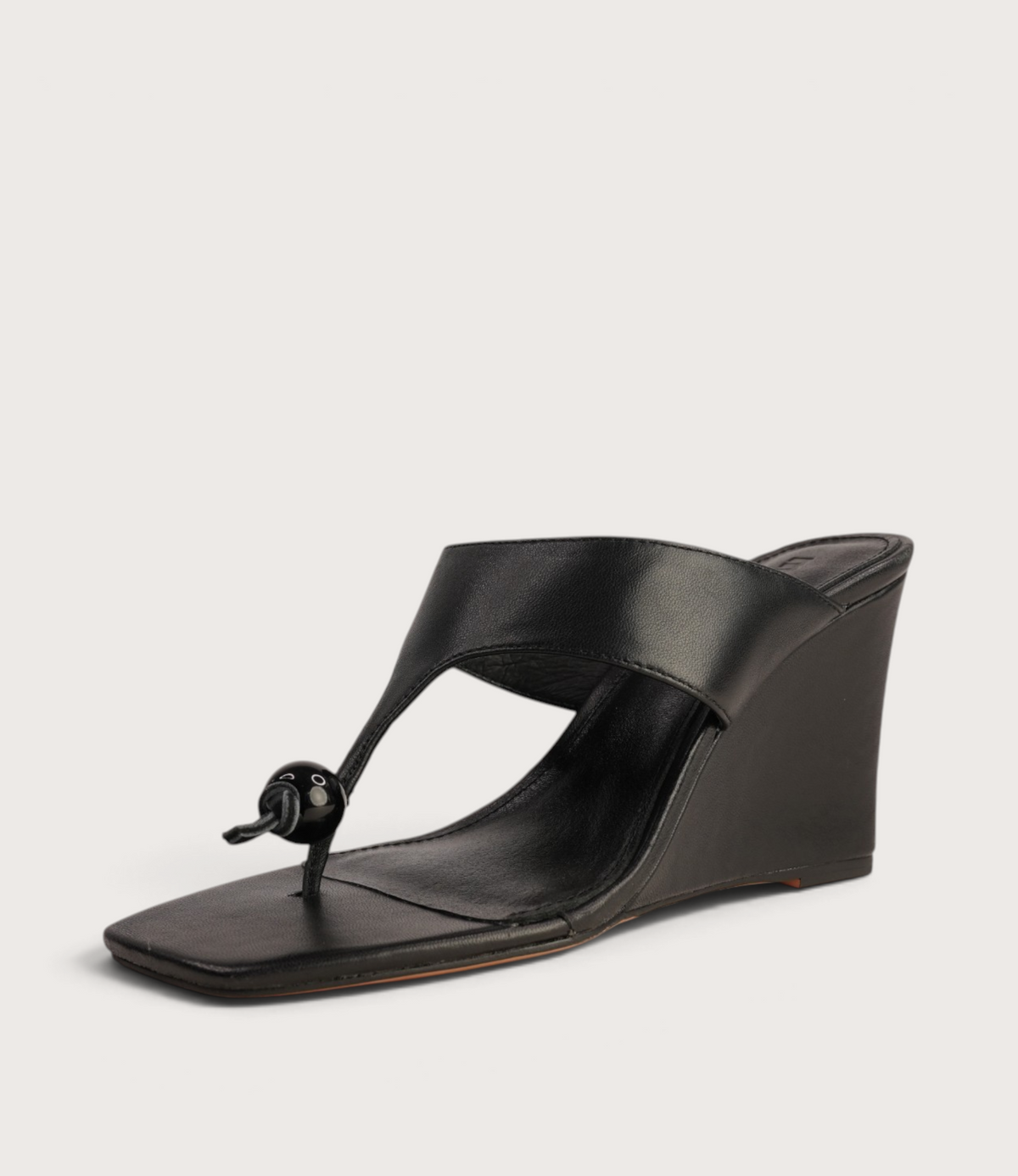Adrew Black Leather Wedges