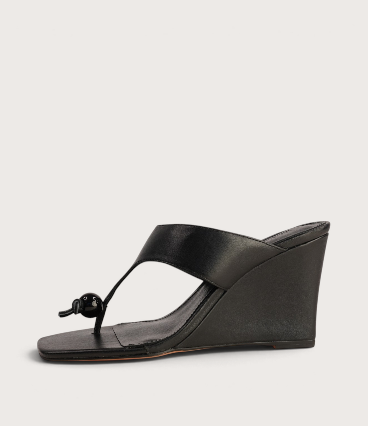 Adrew Black Leather Wedges