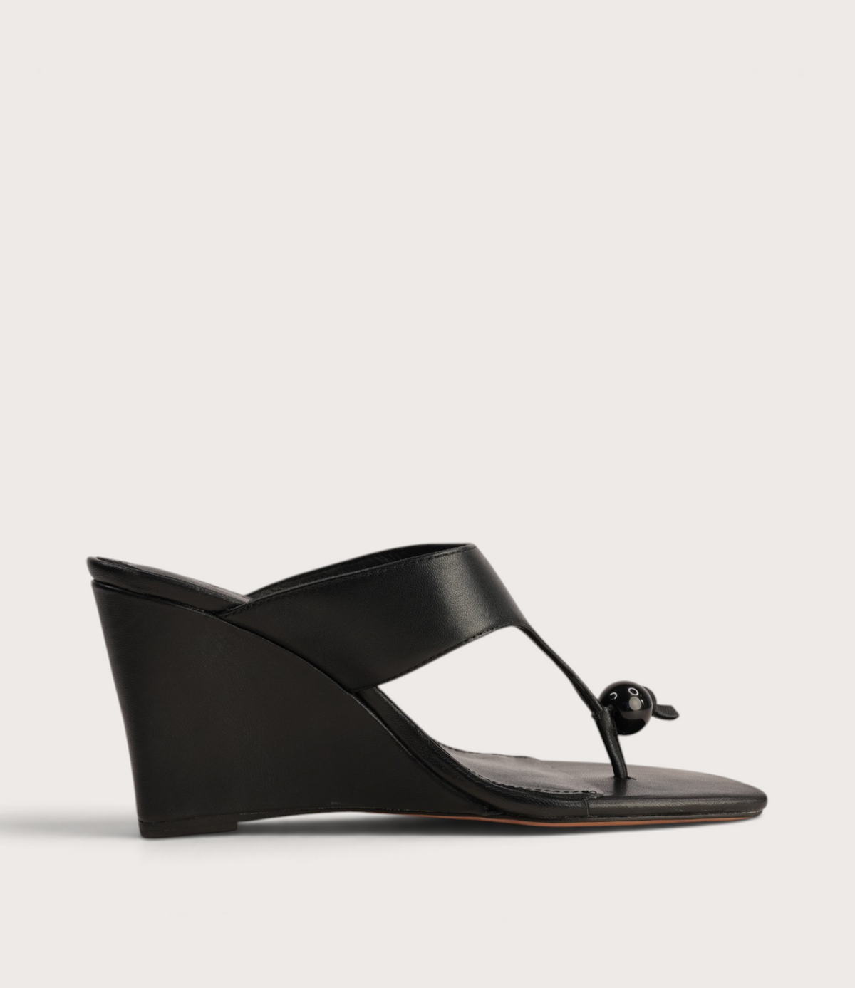 Adrew Black Leather Wedges