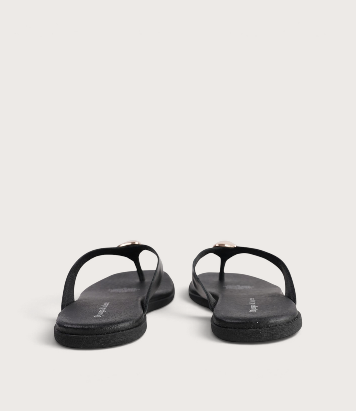 Nixie Black/ Gold Leather Slides