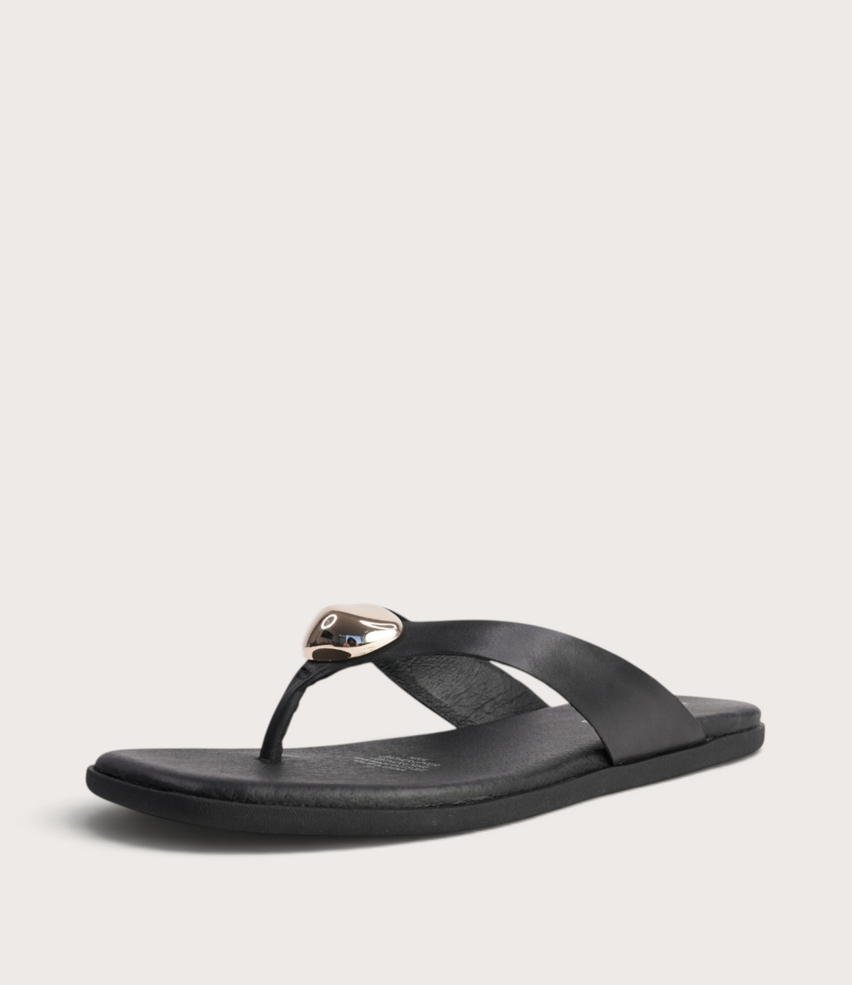 Nixie Black/ Gold Leather Slides