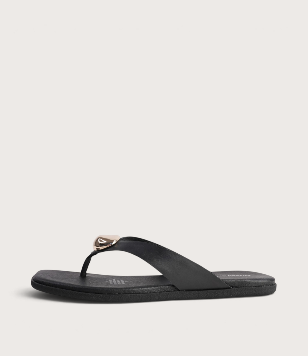 Nixie Black/ Gold Leather Slides