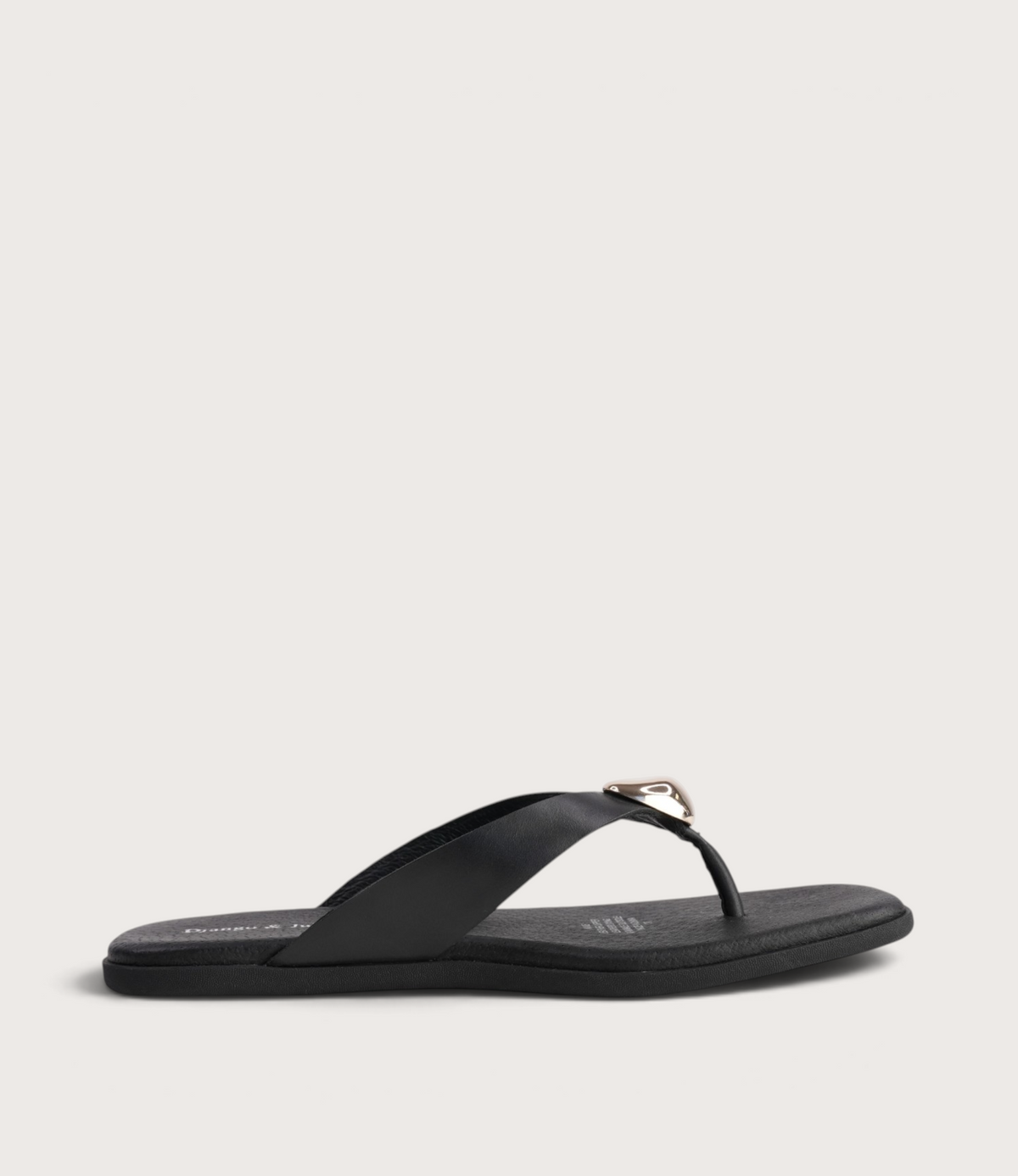 Nixie Black/ Gold Leather Slides