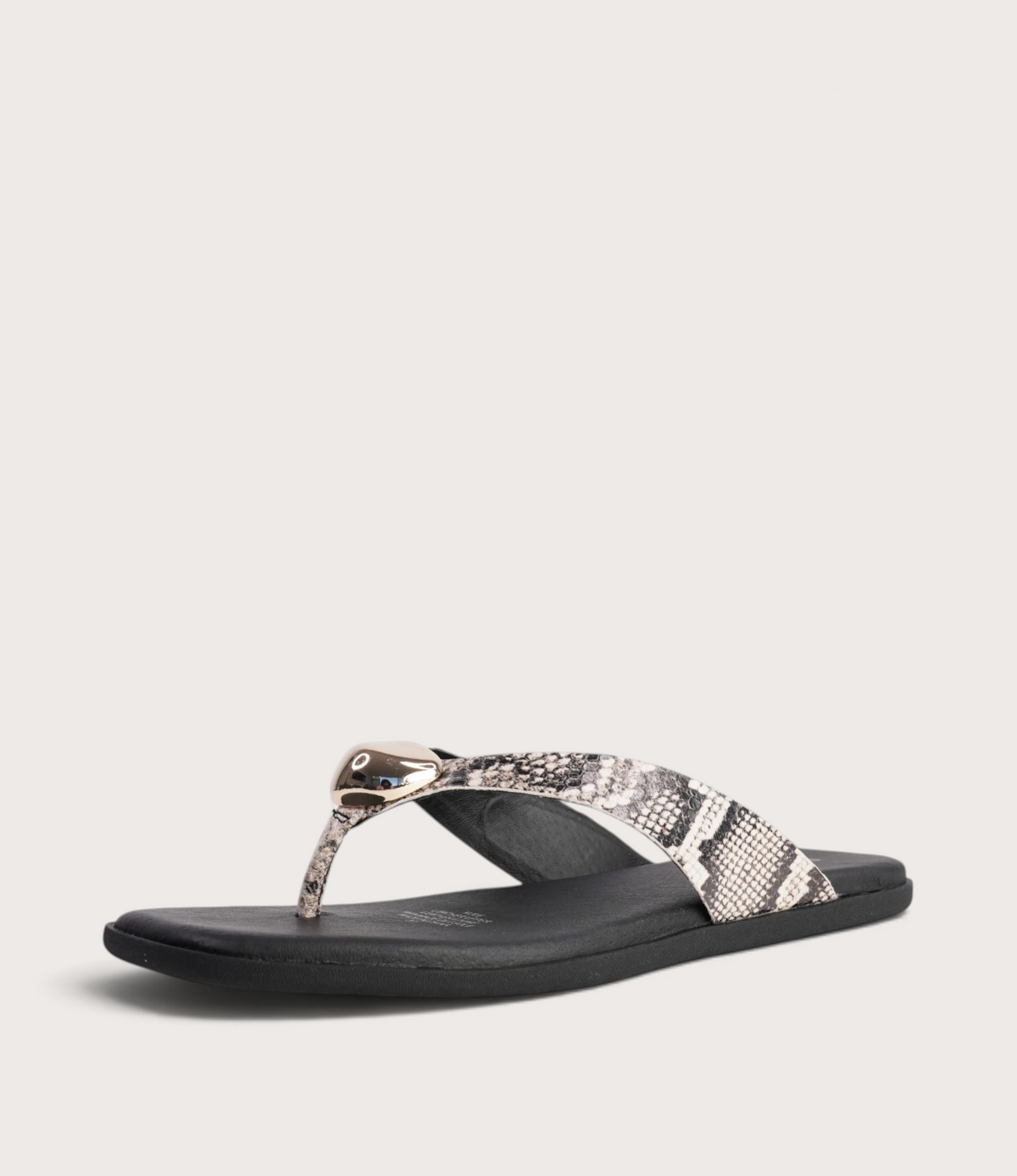 Nixie Black & Ivory Snake/ Gold Leather Slides