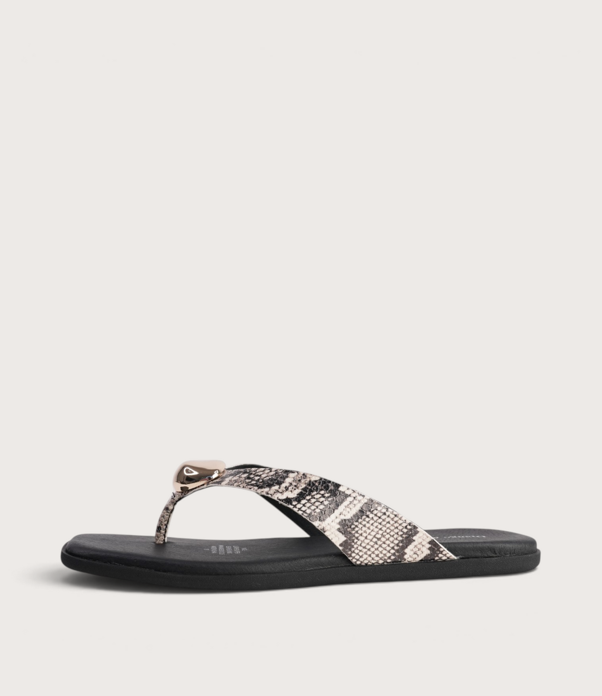 Nixie Black & Ivory Snake/ Gold Leather Slides