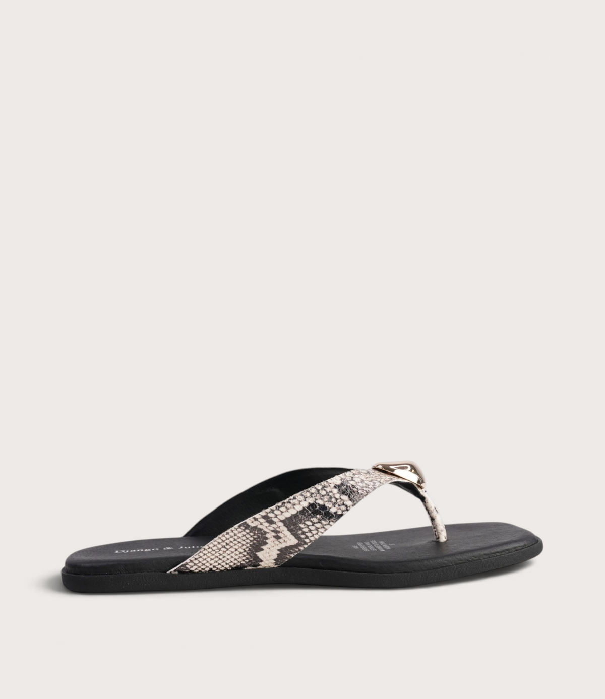 Nixie Black & Ivory Snake/ Gold Leather Slides