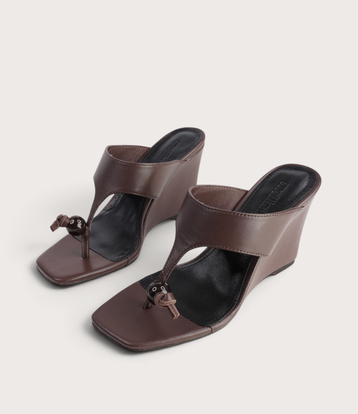 Adrew Choc Leather Wedges