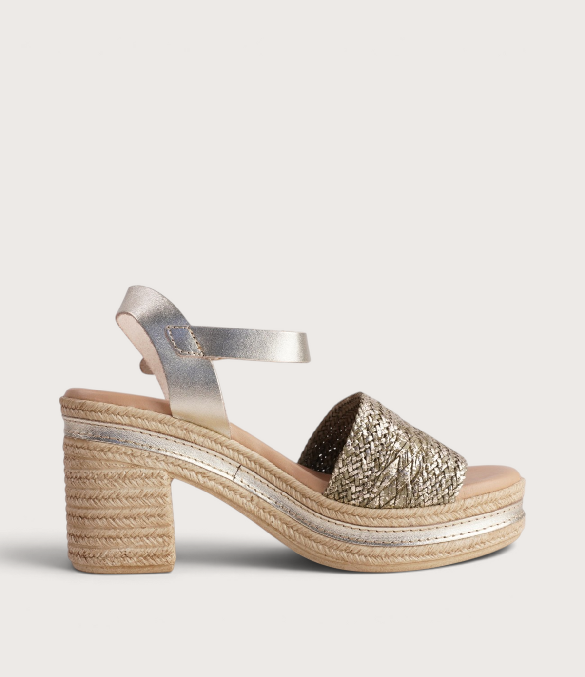 Queenie Khaki Metallic Leather Heels