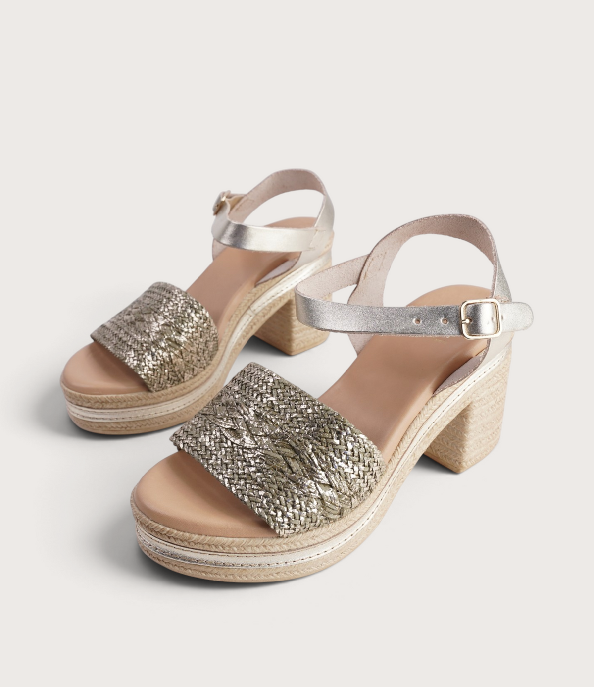 Queenie Khaki Metallic Leather Heels