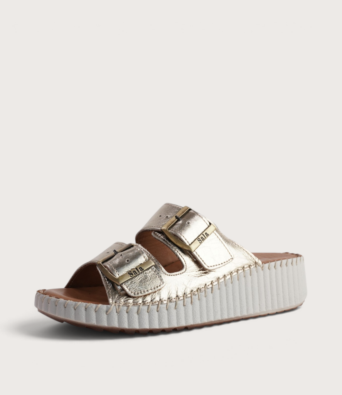 Solena Soft Gold Leather Slides