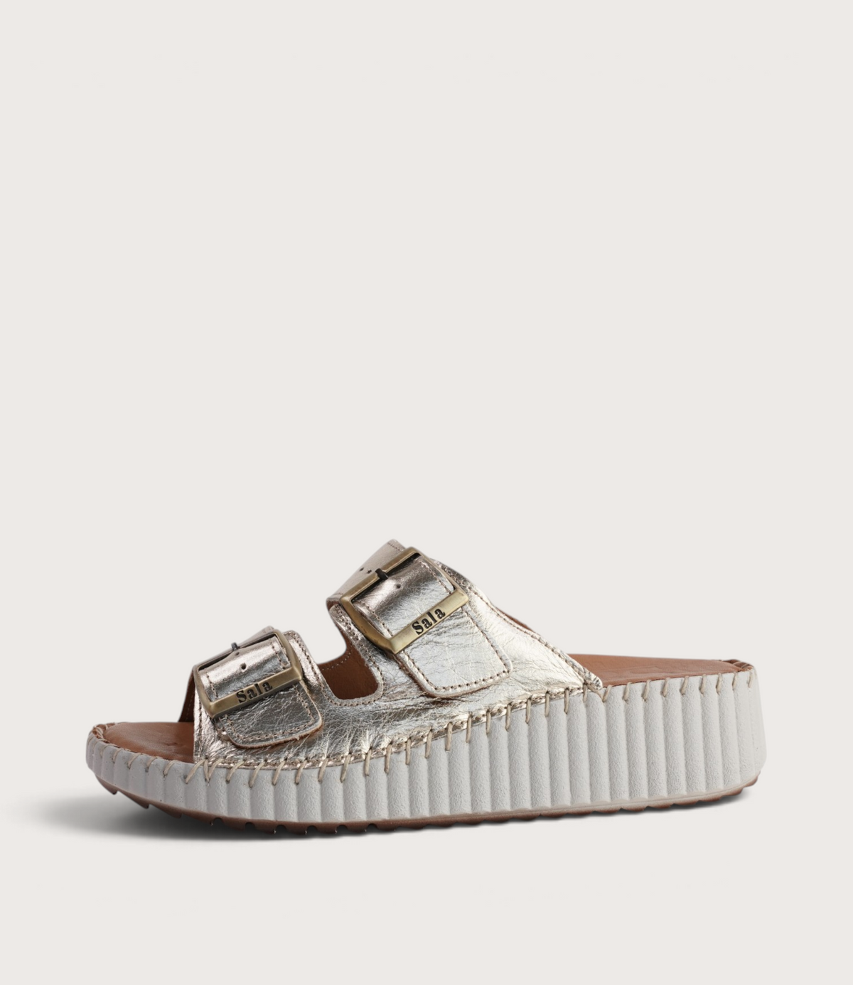 Solena Soft Gold Leather Slides